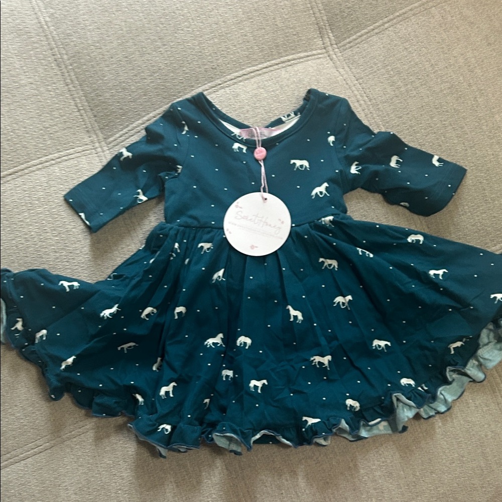 SweetHoney Teal Dress with Playful Print